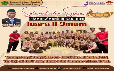 Pramuka MAN 1 Rokan Hulu Raih Juara 2 Umum pada TKTD V